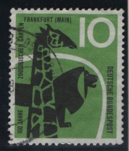 Germany  #784  used 1958  giraffe and lion