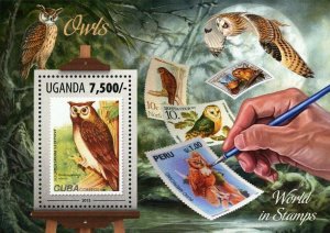 Owls Stamp Postage Stamp Peru Buho Americano Bird S/S MNH #3156 / Bl.441