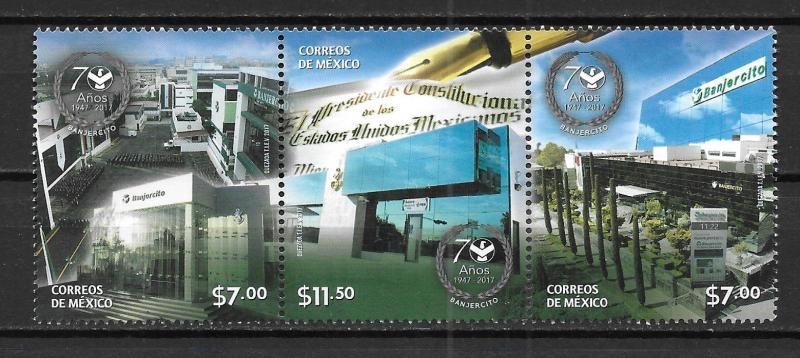 Mexico 3060 70th National Army and Navy Bank strip MNH