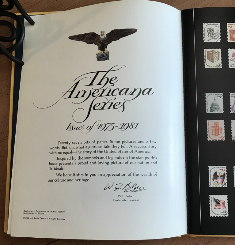 USPS 1981 Americana Series Book/Album 27 Pages Stamps are in Mounts in Album L37