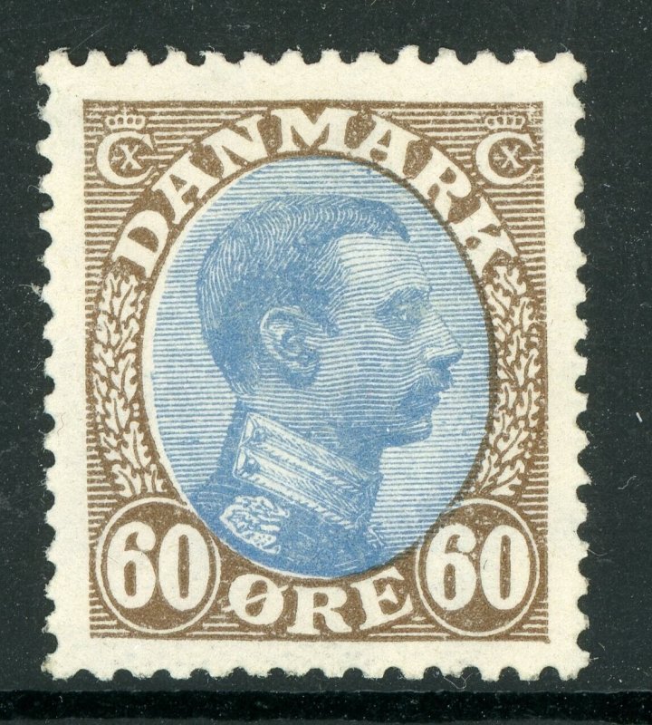 Denmark 1919 King Christian 60 Ore Brown & Ultra Perf 14x14½ Sc  #123a MNH B355