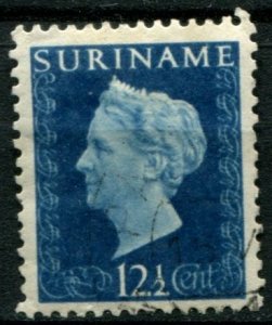 Suriname Sc#221 Used, 12½c dk bl, Queen Wilhelmina - Type 'Hartz' (1948)