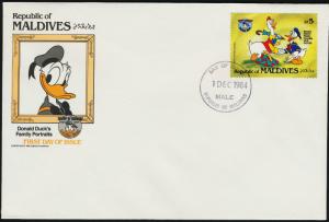 Maldives 1040-9 on FDC's Disney, Donald Duck, 50th Anniversary