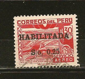 Peru SC#C108 Surcharged Airmail Used