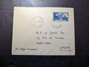 1944 France Cover Dijon RP to Saint Helier Jersey British Channel Islands