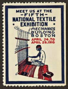 1916 National Textile Exhibition Boston Poster Stamp NH