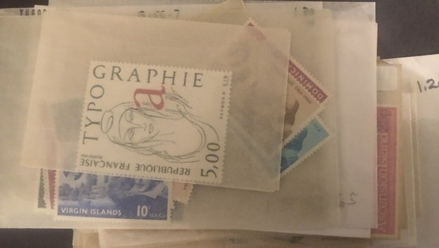 Lot of International Stamps In Glass Scenes Some Have Nice Value