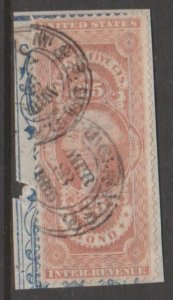 U.S. Scott #R43c Bond - Railroad Cancel - Revenue Stamp - Used Single