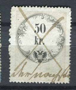 AUSTRIA; 1870s classic early Revenue issue fine used 50Kr. value