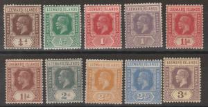 LEEWARD ISLANDS 1921 KGV RANGE TO 3D WMK MULTI SCRIPT CA