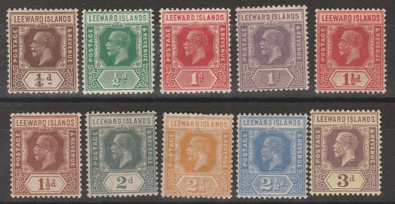 LEEWARD ISLANDS 1921 KGV RANGE TO 3D WMK MULTI SCRIPT CA