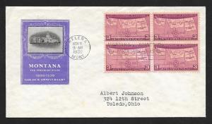 UNITED STATES FDC 3¢ Montana Statehood BLOCK 1939 Ioor