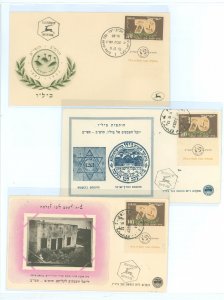 Israel 72 1952 70th Anniversary Of The Bilu (Agricultural Sciences) on three FD Covers (with tabs) and three different cachets