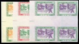 Guinee #372-374, 1965 World's Fair, centers inverted, three imperf. interpann...