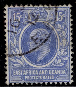 EAST AFRICA and UGANDA EDVII SG39, 15c bright blue, FINE USED. Cat £12.