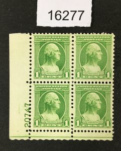 MOMEN: US STAMPS # 705 MINT OG NH PLATE BLOCK LOT #16277