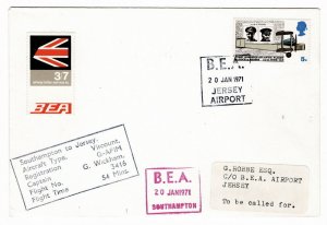 (I.B) Cinderella Collection : Southampton-Jersey BEA Air Letter Cover (1971)