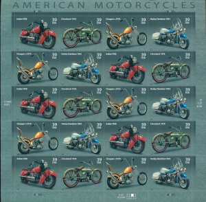 US: 2006 AMERICAN MOTORCYCLES Sheet Sc 4085-88; 39 Cents Values