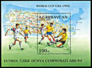 Azerbaijan 445, MNH, World Cup Football 1994 souvenir sheet, United States
