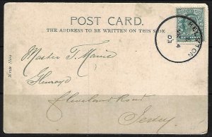 UK GB 1903 HELSTON IN CORNWALL DATED NEAT CANCEL ON POST CARD OF POLURRIAN HOTEL