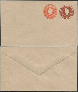 ESC971 QEII 2d Brown and KGVI 1/2d Orange Stamped to Order Envelope Mint