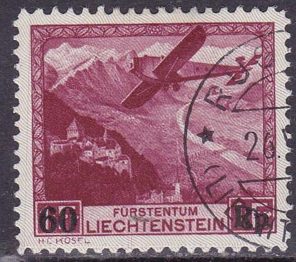 Liechtenstein 1935 Airmail C6 Surcharged with New Rate VF/Used Ruggles CDS