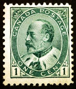 Canada #89 1c Green 1903 King Edward VII VF Mint Faintly Hinged