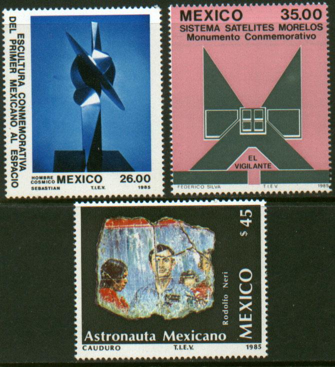 MEXICO 1420-1422 Launch of Morelos II Telecom Satellite MINT, NH. VF.