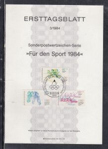 Berlin Scott B213-5 Ersttagsblatt FDC - 1984 Olympics Issue