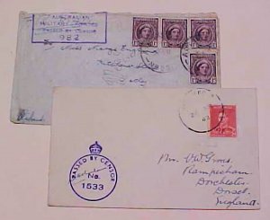 AUSTRALIA  AIR 1943 NOV 22 ,AUS FPO 3 1942 BOTH CENSORED COVER