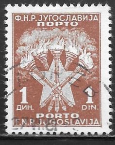 Yugoslavia J67: 1d Torches and Star, used, F-VF