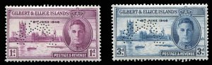 Gilbert and Ellice Islands #52-53S (SG 55-56s) Cat£140, 1946 Peace, set of t...