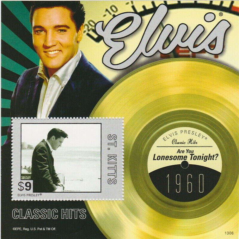 St Kitts - 2013 Elvis Presley Lonesome Tonight Stamp - S/S - STK1306