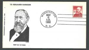 1968 COVER #1045a 12c FDC TAGGED CACHETED 