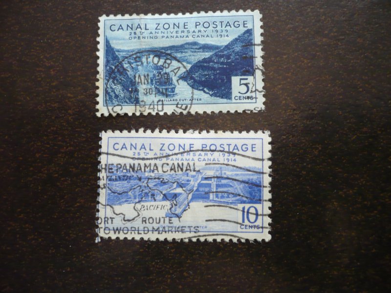 Stamps - Canal Zone - Scott# 123, 127 - Used Partial Set of 2 Stamps