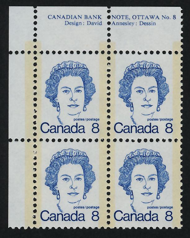 Canada 593 TL Block Plate 8 MNH Queen Elizabeth