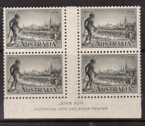 Australia #144 VF Mint Gutter Block With John Ash Imprint