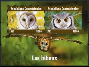 Central African Rep Birds on Stamps 2017 CTO Owls Barn Owl 2v M/S I