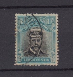 BSAC Rhodesia 1913 1/- Black Greenish Blue Admiral Die II SG232 FU BP8893