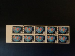 US Scott #2536 29-cent Love Earth Globe MNH booklet pane of 10 MNH