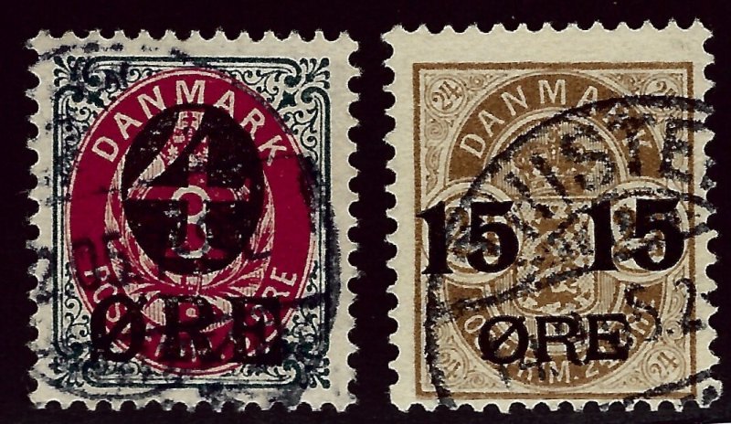 Denmark SC#55 & 56 Used F-VF SCV$21.50...Beautiful Denmark!