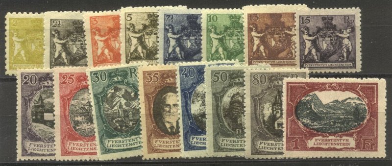 LIECHTENSTEIN #54-69 Mint - 1921 Pictorial Set