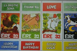 Ireland stamps happy birthday 2 sheets of four