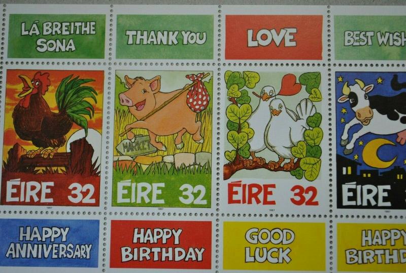 Ireland stamps happy birthday 2 sheets of four