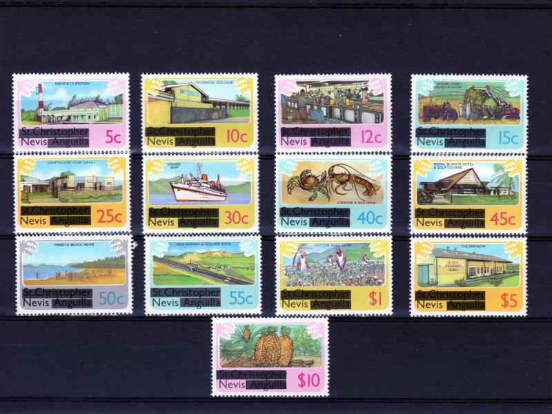 Nevis 1980 Sc#100/112  Definitives - Marine Life Set ovpt.(13) MNH