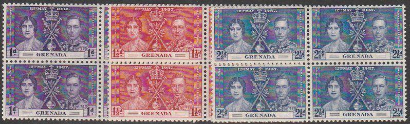 GRENADA 1937 Coronation set blocks of 4 MNH...............................65934a