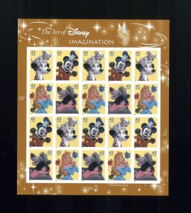 United States 42¢ Imagination Disney Art Postage Stamp #4342 Full Sheet