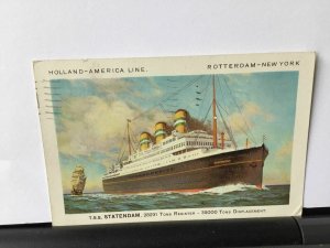 United States 1936 Holland America line T.S.S. Statendam stamps card  Ref R28293