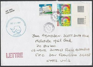 FRANCE TO SOUTH POLE STATION 1997 cover with arrival datestamp..............U472