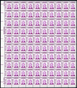 1286, MNH 10¢ Misperfed Freak Error Sheet of 100 Stamps * Stuart Katz